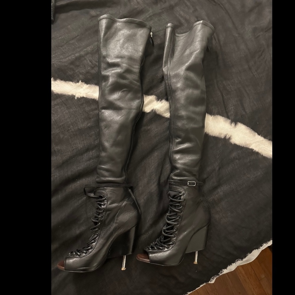 Rare Givenchy Leather Corset Thigh High Boots SIZE US38.5